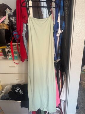 Womens Mint Green Maxi Slip Dress - Elegant Minimalist